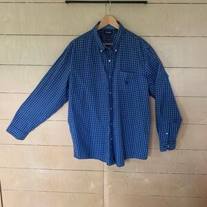 Chaps Men's Navy Plaid Button Down Shirt